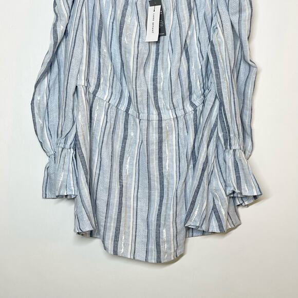 NEW Lane Bryant Off The Shoulder Top Women's Plus Size 14/16 Blue Striped Linen - Picture 5 of 11